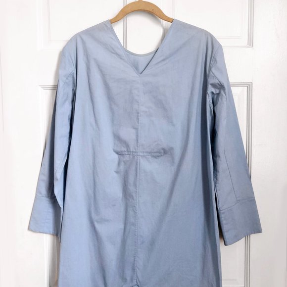 Marni Blue Dress Cotton Short Long Sleeves Ruffle V Neck Flowy Summer Costal 36 - Picture 3 of 10